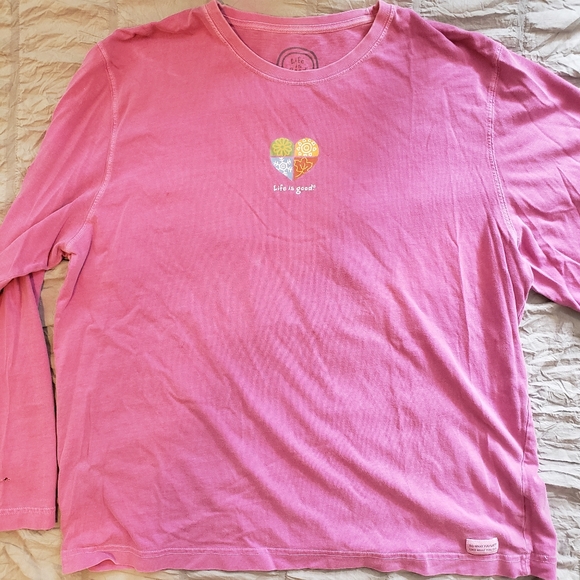 Life Is Good Womens Pink Seasons Heart Graphic Long Sleeve T-Shirt XL - Picture 1 of 5
